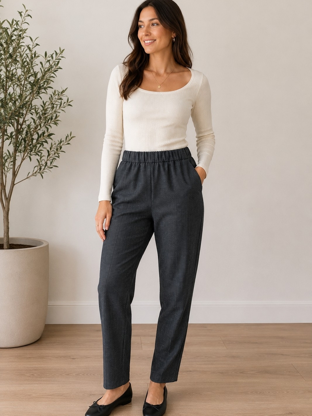Club Monaco Charcoal Gray Pull-On Trousers